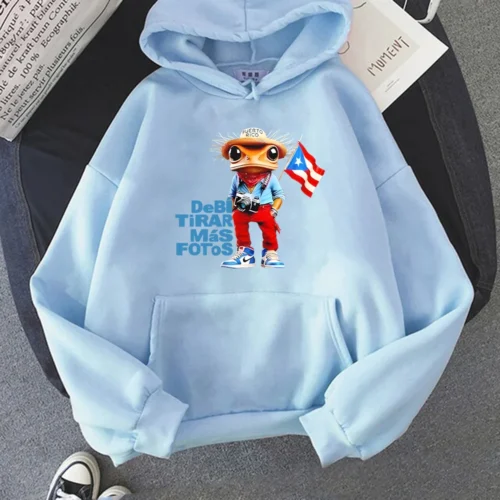 Bad Bunny frog character hoodie, side view