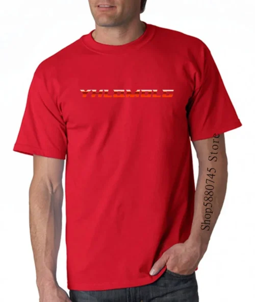 Red Bad Bunny T-shirt with YHLQMDLG wordmark graphic print