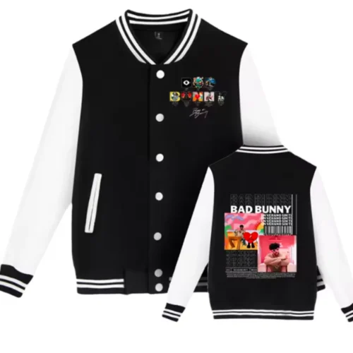 Bad Bunny Couples Matching Baseball Jacket Cartoon Unisex Varsity Coat
