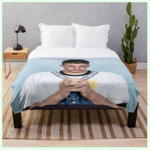 Bad Bunny Overalls Throw Blanket Premium Soft Fleece Blanket