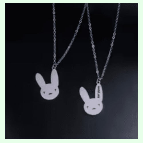 Bad Bunny Pendant Necklace Stainless Steel Beaded Chain Fashion Jewelry for Women and Men