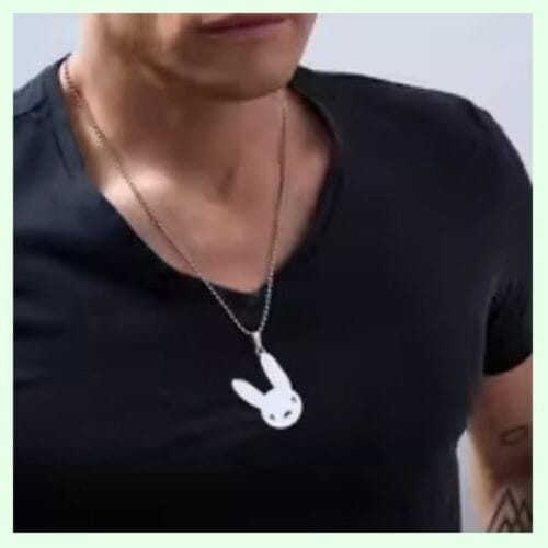 Bad Bunny Pendant Necklace Stainless Steel Beaded Chain Fashion Jewelry for Women and Men