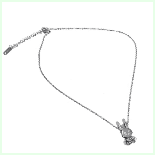 Bad Bunny Rabbit Pendant Necklace (3) Bad Bunny Rabbit Pendant Necklace Stainless Steel Hip Hop Jewelry for Women and Men