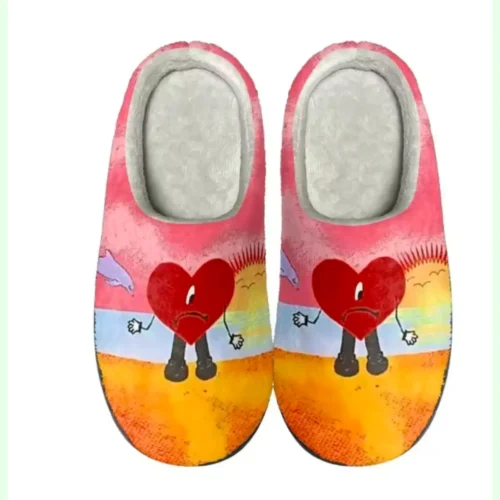 Bad Bunny Un Verano Sin Print Cotton Slippers Plush Warm Indoor Slippers