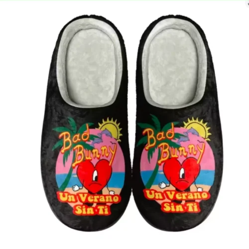 Bad Bunny Un Verano Sin Print Cotton Slippers Plush Warm Indoor Slippers Bad Bunny Un Verano Sin Print Cotton Slippers Plush Warm Indoor Slippers
