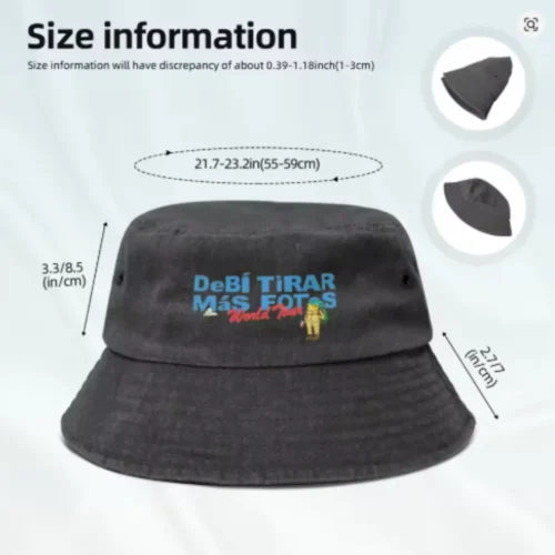 Bad Bunny World Tour Washed Denim Bucket Hat for Men Women Packable Summer Sun Hat
