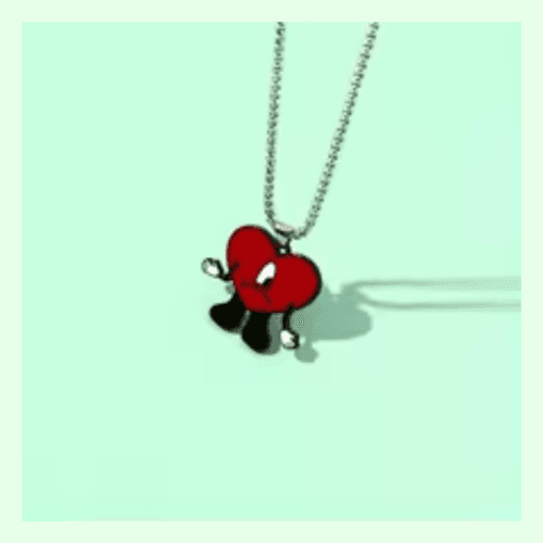 Cartoon Bad Rabbit Necklace Cute Red Heart Pendant Fashion Jewelry for Men Women Kids