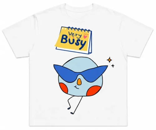 Cute Cartoon Bad Bunny Very Busy White T-Shirt