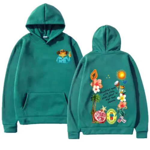 Vintage Bad Bunny Couples Matching Hoodie Y2K Graphic Unisex Fleece Pullover