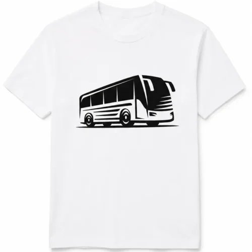 Minimalist Bus Graphic White T-Shirt