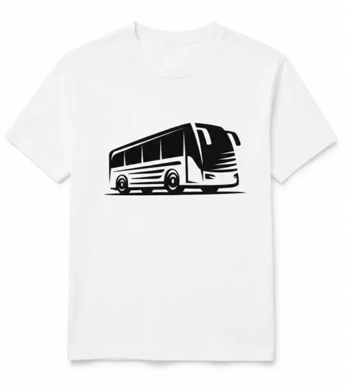 Minimalist Bus Graphic White T-Shirt