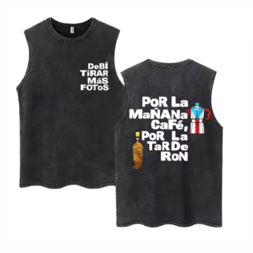 Washed Rapper Bad Bunny DTMF Tank Top for Men Women Oversized Cotton Sleeveless
