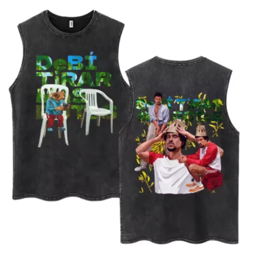 Washed Rapper Bad Bunny DTMF Tank Top for Men Women Oversized Cotton Sleeveless