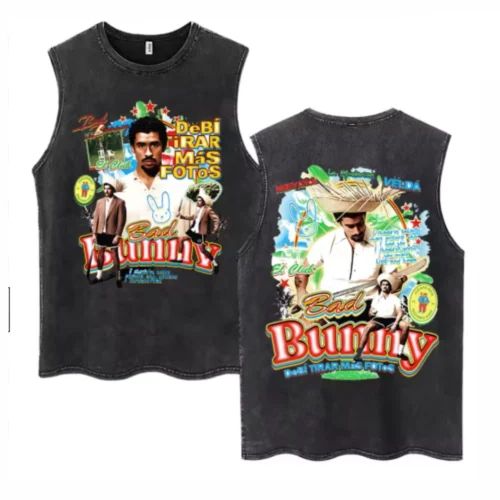 Washed Rapper Bad Bunny DTMF Tank Top for Men Women Oversized Cotton Sleeveless