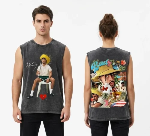 Washed Rapper Bad Bunny DTMF Tank Top for Men Women Oversized Cotton Sleeveless