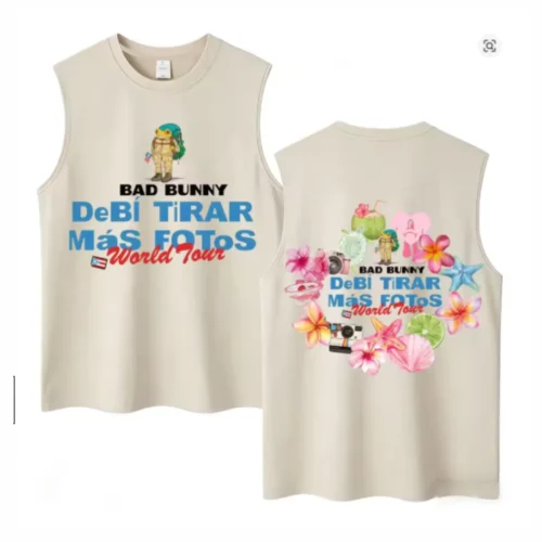 Washed Rapper Bad Bunny DTMF World Tour Tank Top for Men Women Cotton Sleeveless Vest