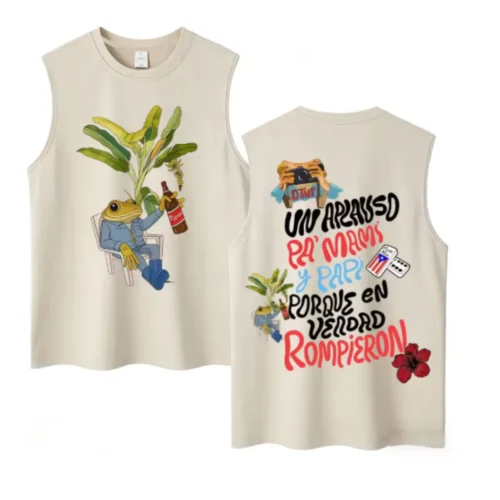 Washed Rapper Bad Bunny DTMF World Tour Tank Top for Men Women Cotton Sleeveless Vest