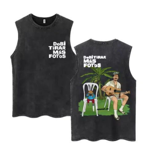 Rapper Bad Bunny DTMF Vintage Washed Tank Top for Men Women Oversized Cotton Vest