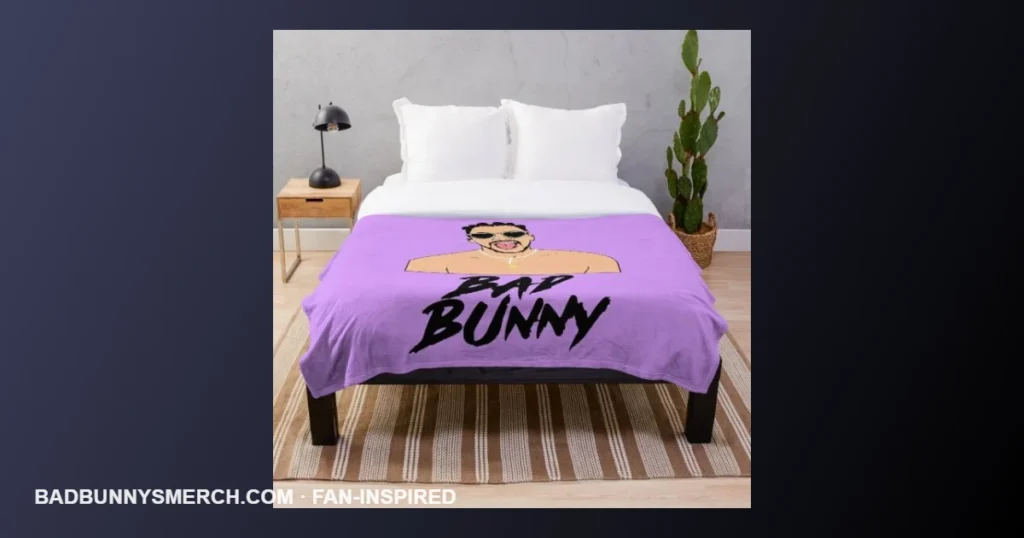 Fan-inspired Bad Bunny bedding fleece blanket