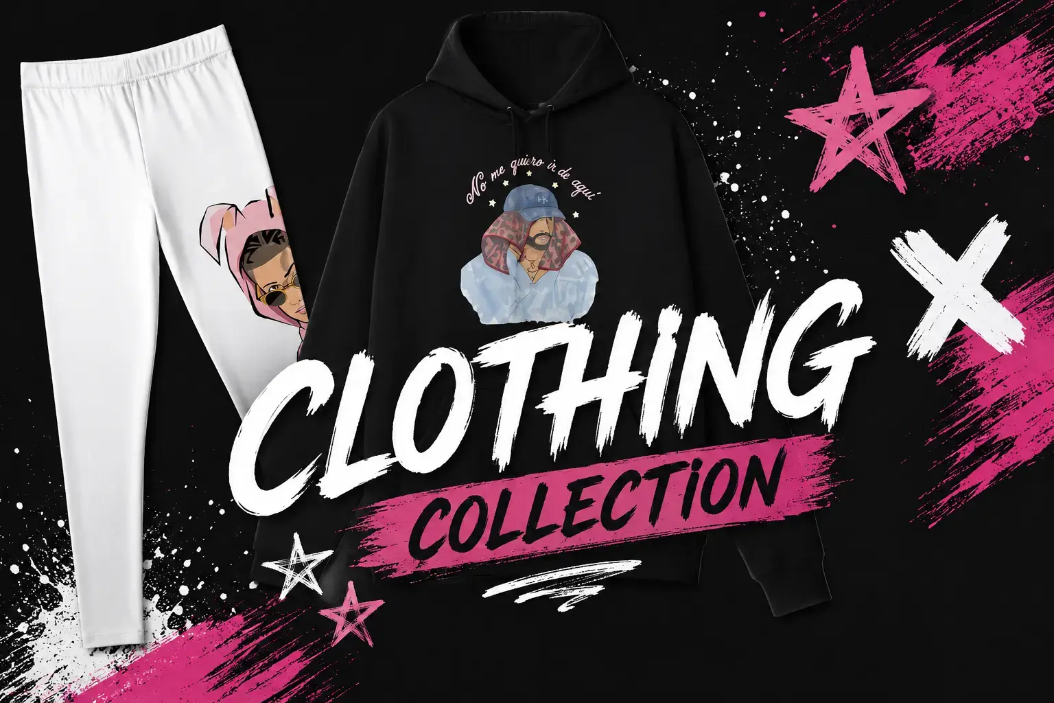Bad Bunny Clothing Collection - Fan-made DTMF graphic hoodies and pants category banner