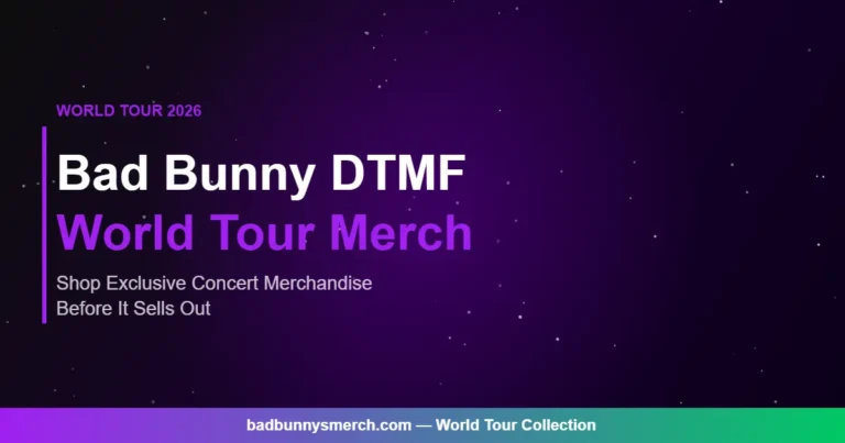Bad Bunny DTMF World Tour 2026 merch banner for the New York show