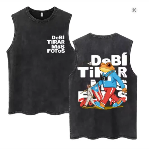Rapper Bad Bunny DTMF Vintage Washed Tank Top for Men Women Oversized Cotton Vest