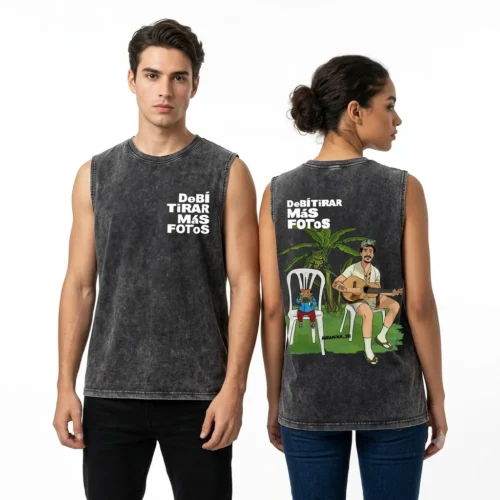 Rapper Bad Bunny DTMF Vintage Washed Tank Top for Men Women Oversized Cotton Vest