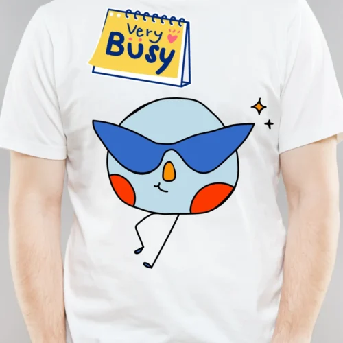 Cute Cartoon Bad Bunny Very Busy White T-Shirt