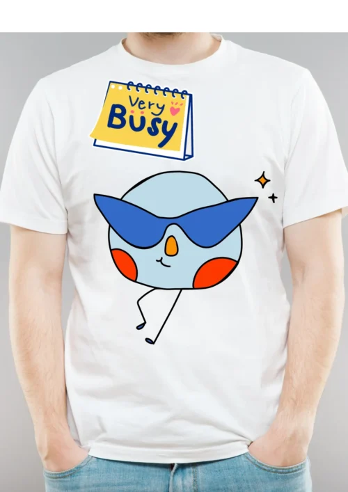 Cute Cartoon Bad Bunny Very Busy White T-Shirt
