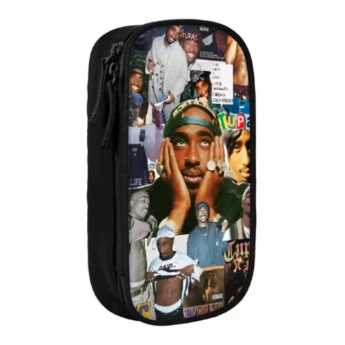 Tupac 2Pac Hip Hop Pencil Case Large Storage Pen Holder Bag for Students