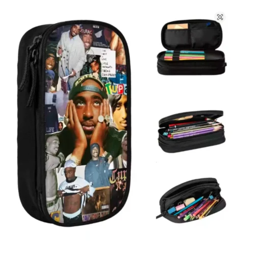 Tupac 2Pac Hip Hop Pencil Case – Large Storage Pen Holder - Image 6